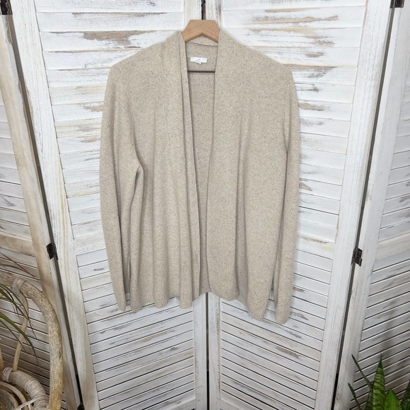 J. JILL Women's Confetti Knit Open Front Cardigan Sweater Oatmeal Silk Blend L - Picture 7 of 12